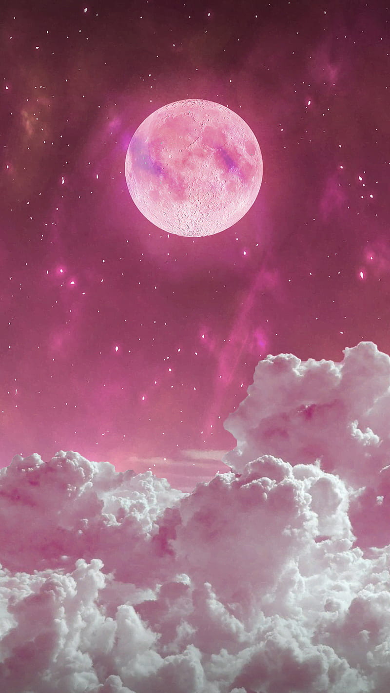 Pink moon, moons, night, planet, planets, purple, salvation, stars, universe, university, HD phone wallpaper