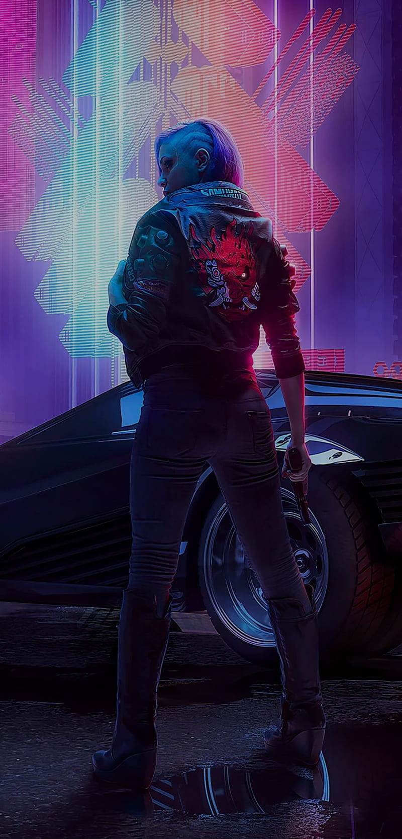 Cyberpunk 2077 V, 2077, car, cyberpunk, female, pistol, HD phone wallpaper