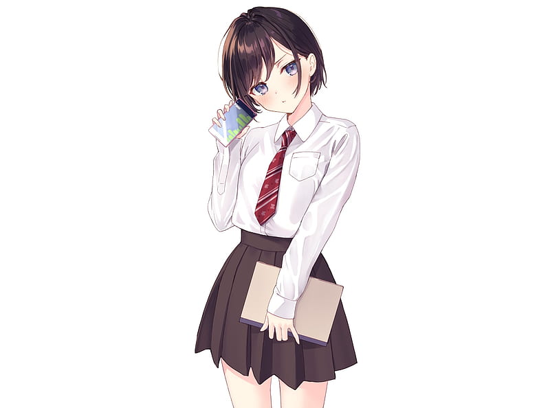 Anime school girl, bonito, school uniform, short hair, Anime, HD wallpaper  | Peakpx