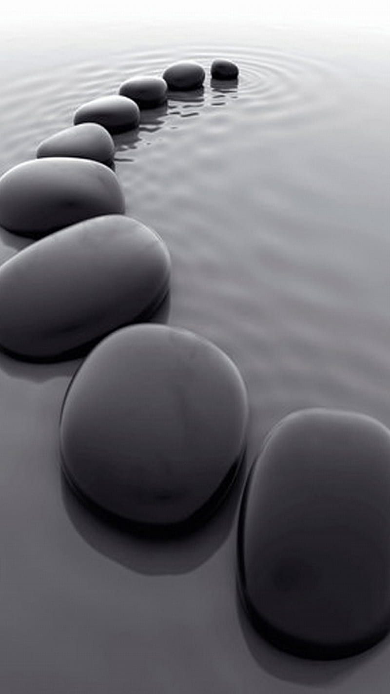 Black Pebbles, nature, water, HD phone wallpaper