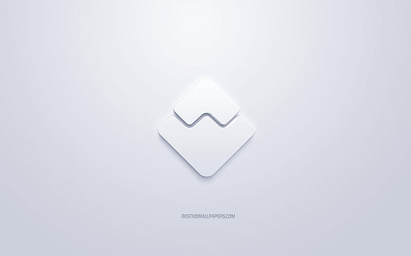 Waves Platform logo, 3d white logo, 3d art, white background, cryptocurrency, Waves Platform, finance concepts, business, Waves Platform 3d logo, HD wallpaper