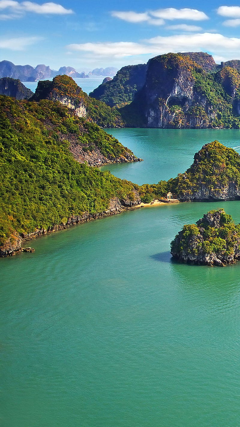 Halong Bay, beach, islands, vietnam, water, HD phone wallpaper