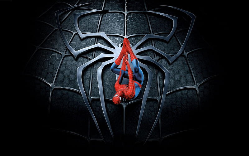 Spider-man, dark spiderman, marvel, spiderman, superhero, wall crawler, spiderman logo, HD wallpaper
