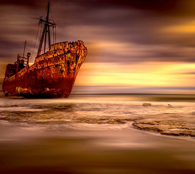 Wreckage, nature, old, ship, HD wallpaper
