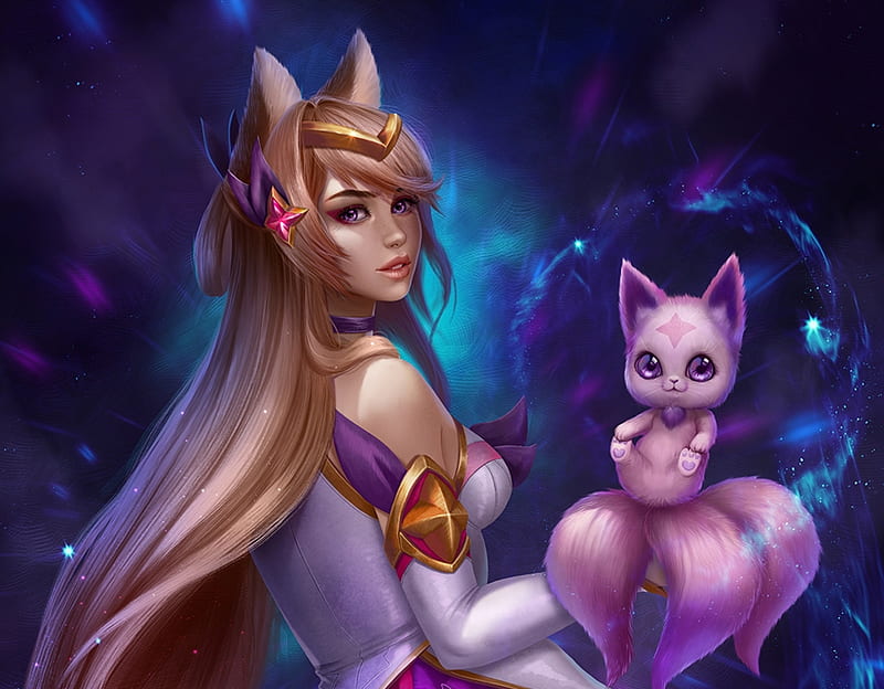 X Px K Free Download Star Guardian Ahri And Kiki Luminos Kiko Fantasy Girl Star