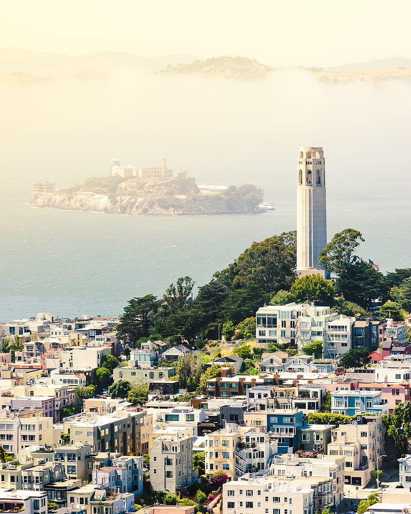 nature, cityscape, landscape, island, San Francisco, Alcatraz, HD phone wallpaper