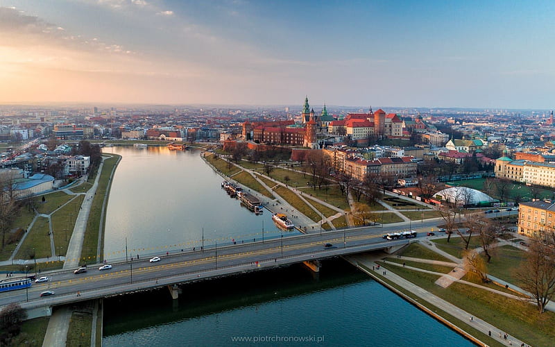 Krakow, Poland, city, Vistula, Krakow, Poland, river, castle, HD wallpaper
