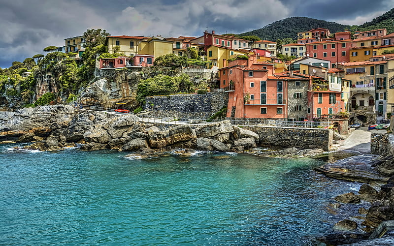 Tellaro, Ligurian coast, beautiful city, bay, city landscape, Gulf of La Spezia, Italy, HD wallpaper