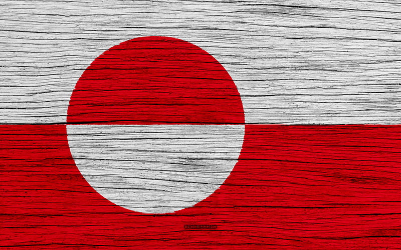 Flag of Greenland North America, wooden texture, Greenlandic flag, national symbols, Greenland flag, art, Greenland, HD wallpaper