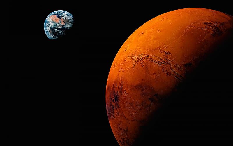 Mars, Red Planet, Earth, Planets, Solar System, Earth and Mars, Distance, HD wallpaper