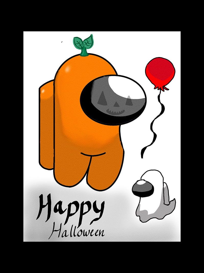 Among us halloween, among us, among us, balloon, cute, ghost, imposter, pumpkin, scary, HD phone wallpaper
