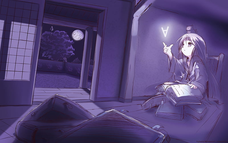 room book read evening-Anime, HD wallpaper