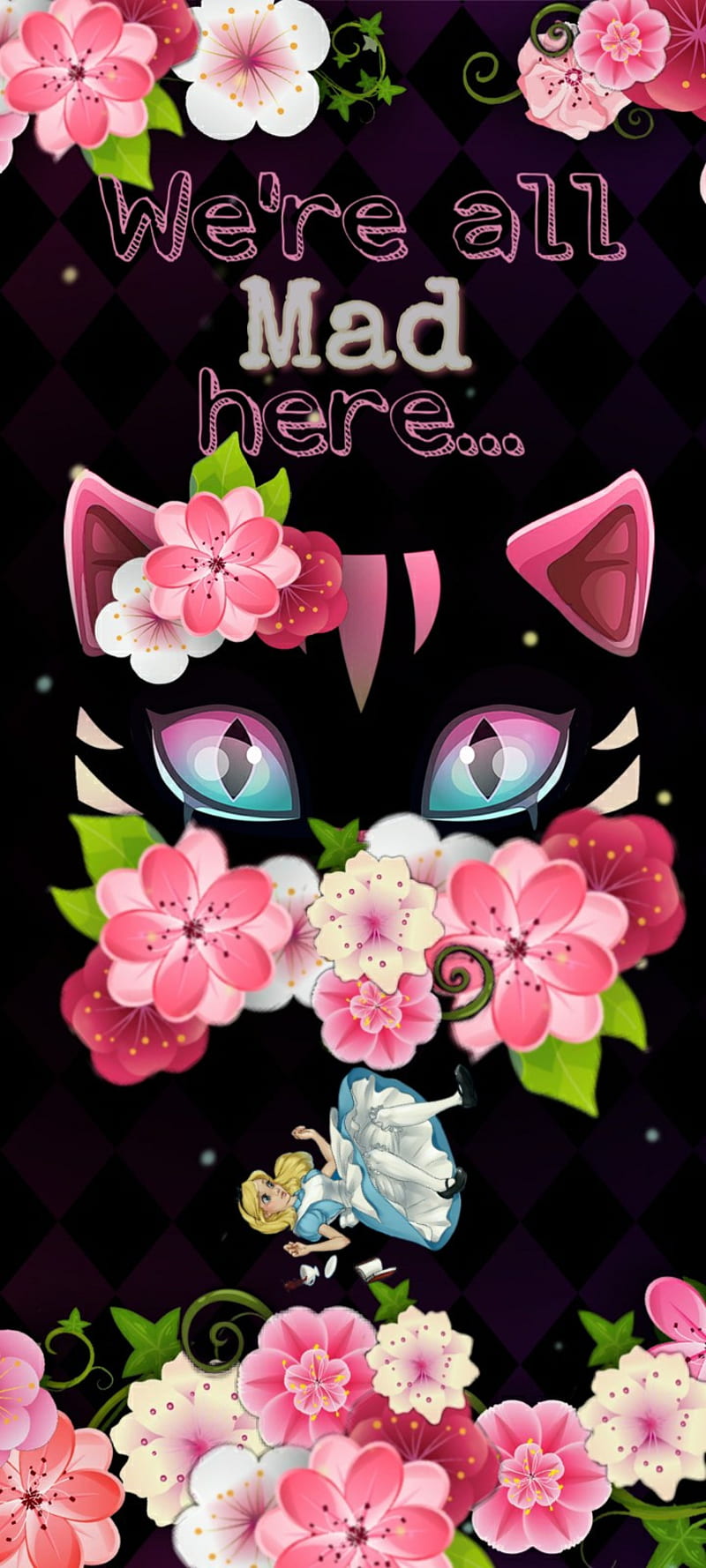 Alice in wonderland, cat, disney, flowers, iphone, pink, samsung, HD phone  wallpaper | Peakpx
