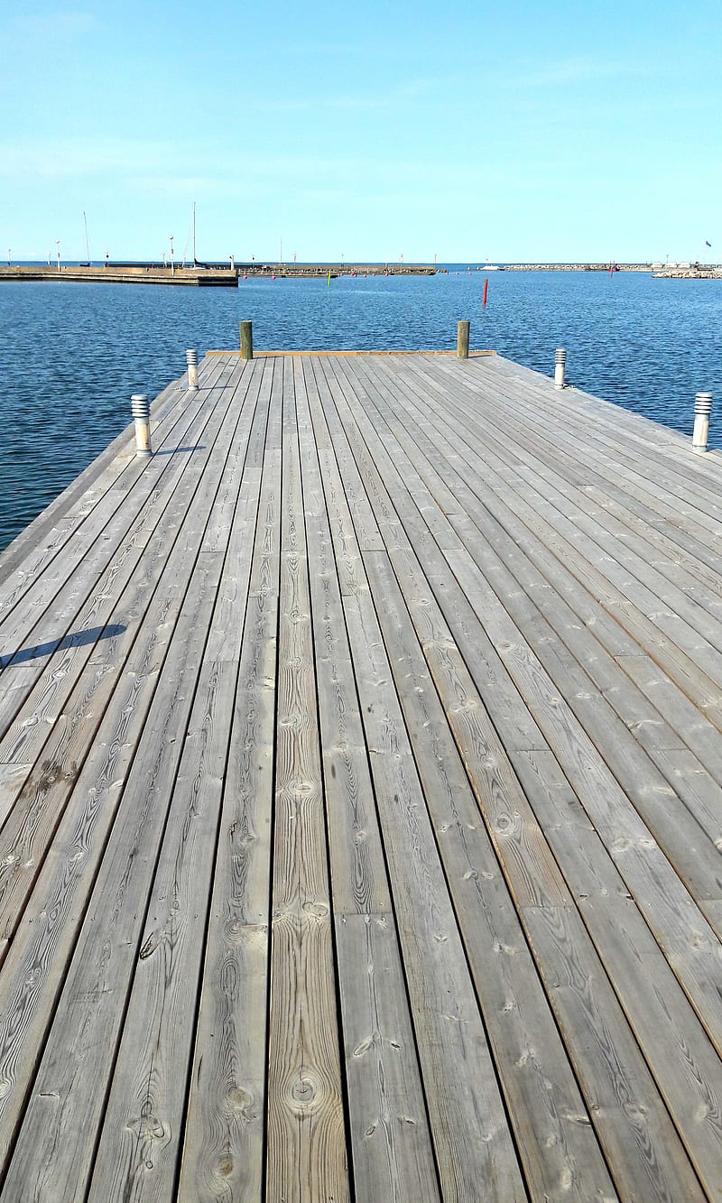 Pier, adams, blue, borgholm, jetty, sea, wood, HD phone wallpaper