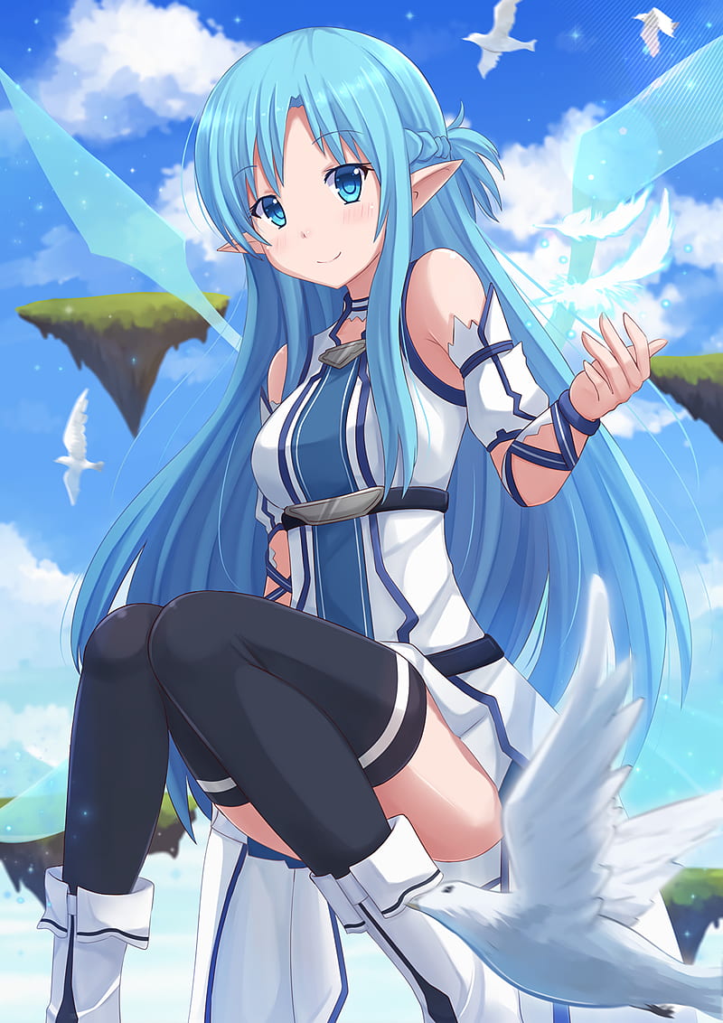 Blue Haired Anime Girl With Sword 7872