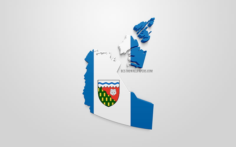 Northwest Territories map silhouette, 3d flag of Northwest Territories, province of Canada, 3d art, Northwest Territories 3d flag, Canada, North America, Northwest Territories, HD wallpaper