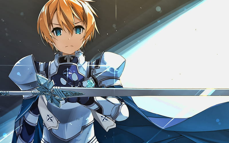 Eugeo with sword, warrior, artwork, Sword Art Online, manga, Sword Art Online: Alicization episodes, Eugeo, HD wallpaper