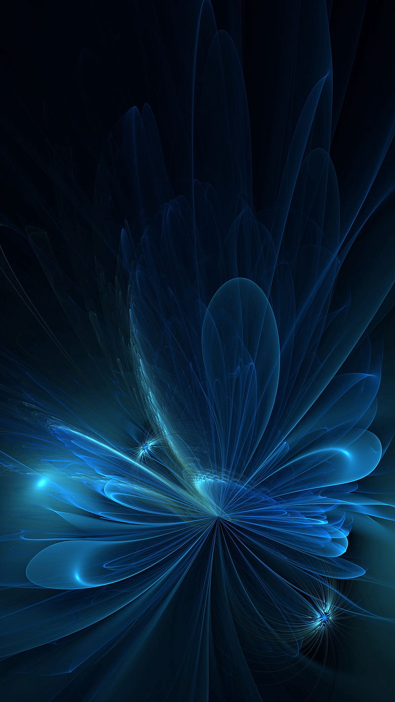 fractal, glare, sparkle, abstraction, blue, HD phone wallpaper