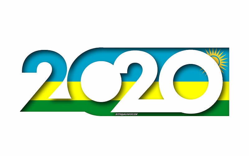 Rwanda 2020, Flag of Rwanda, white background, Rwanda, 3d art, 2020 concepts, Rwanda flag, 2020 New Year, 2020 Rwanda flag, HD wallpaper