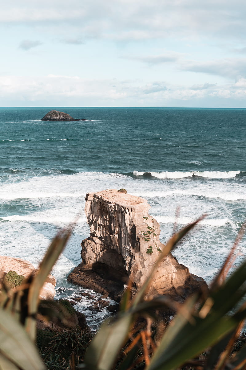 rocks, sea, horizon, sky, HD phone wallpaper