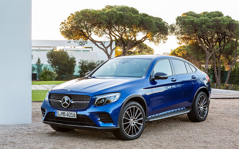 Mercedes-Benz GLC-Class, AMG, 2018, C253, blue crossover, blue GLC-Class, german cars, Mercedes, HD wallpaper