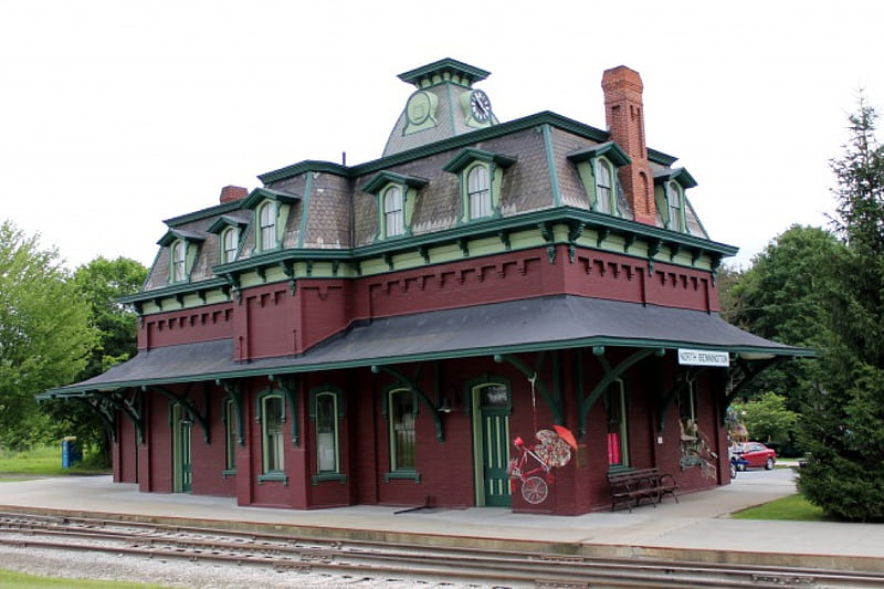 North Bennington Railroad Station, building, train, bennington, vermont, station, bonito, classic, old, HD wallpaper