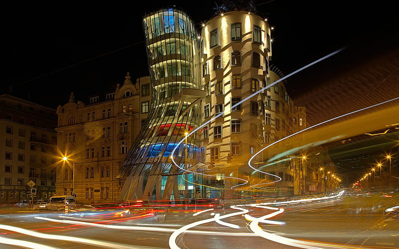 Dancing House, Nationale-Nederlanden building, Prague, Czech Republic,  evening, HD wallpaper | Peakpx