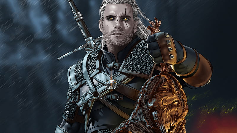 Henry Cavill As Geralt Of Rivia, the-witcher, tv-shows, henry-cavill, artwork, behance, HD wallpaper