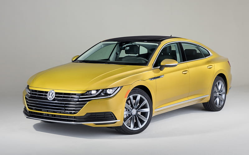 Volkswagen Arteon, 2019, yellow sports sedan, yellow Arteon, new cars, Volkswagen, German cars, HD wallpaper