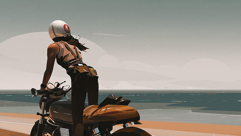 Girl On Bike Digital Art, bikes, digital-art, artist, artwork, biker, HD wallpaper