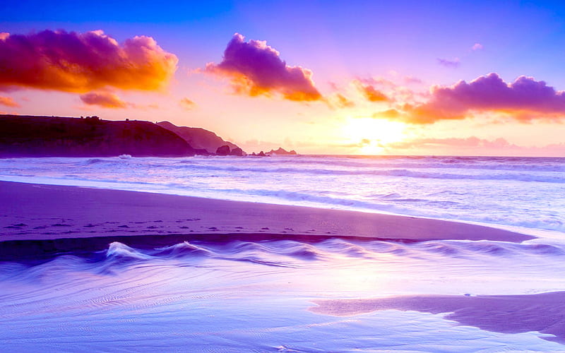 BEAUTIFUL MORNING, shore, CA, Pacifica, ocean, beach, Rockaway Beach, sand, morning, US, HD wallpaper