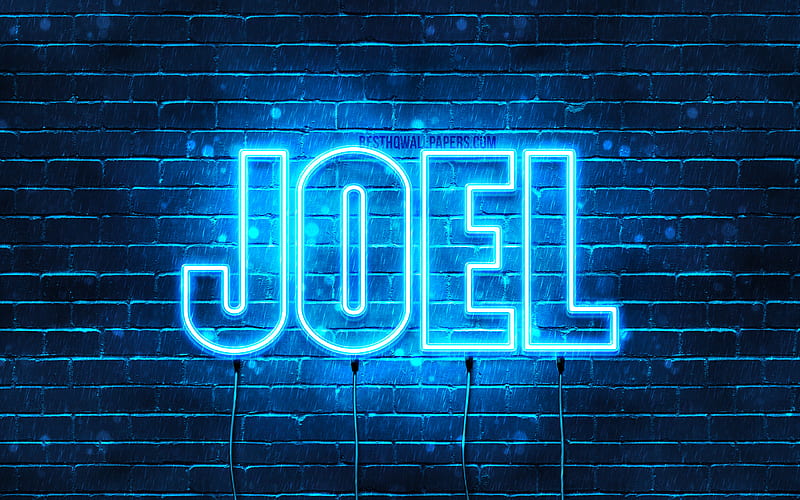 Joel with names, horizontal text, Joel name, blue neon lights, with Joel name, HD wallpaper