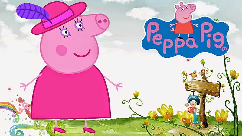 granny pig and peppa pig anime, HD wallpaper