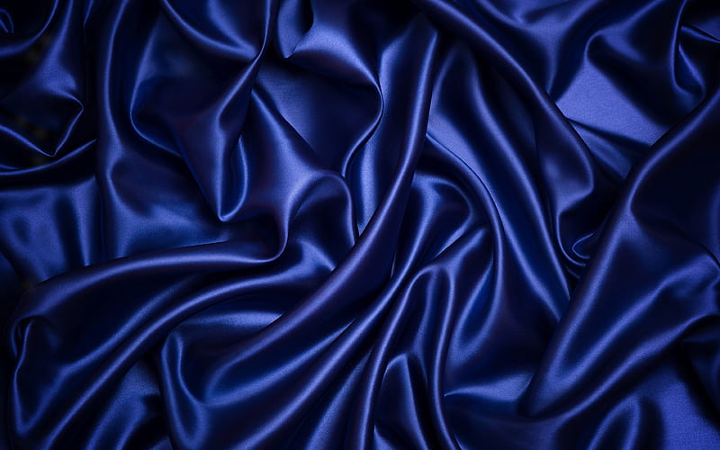 dark blue silk texture, wavy fabric texture, silk, dark blue fabric background, dark blue satin, fabric textures, satin, silk textures, dark blue fabric texture, blue backgrounds, HD wallpaper