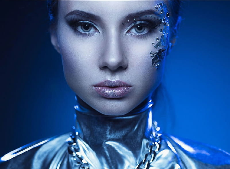 Woman in blue, blue, gemas, Models, woman, HD wallpaper