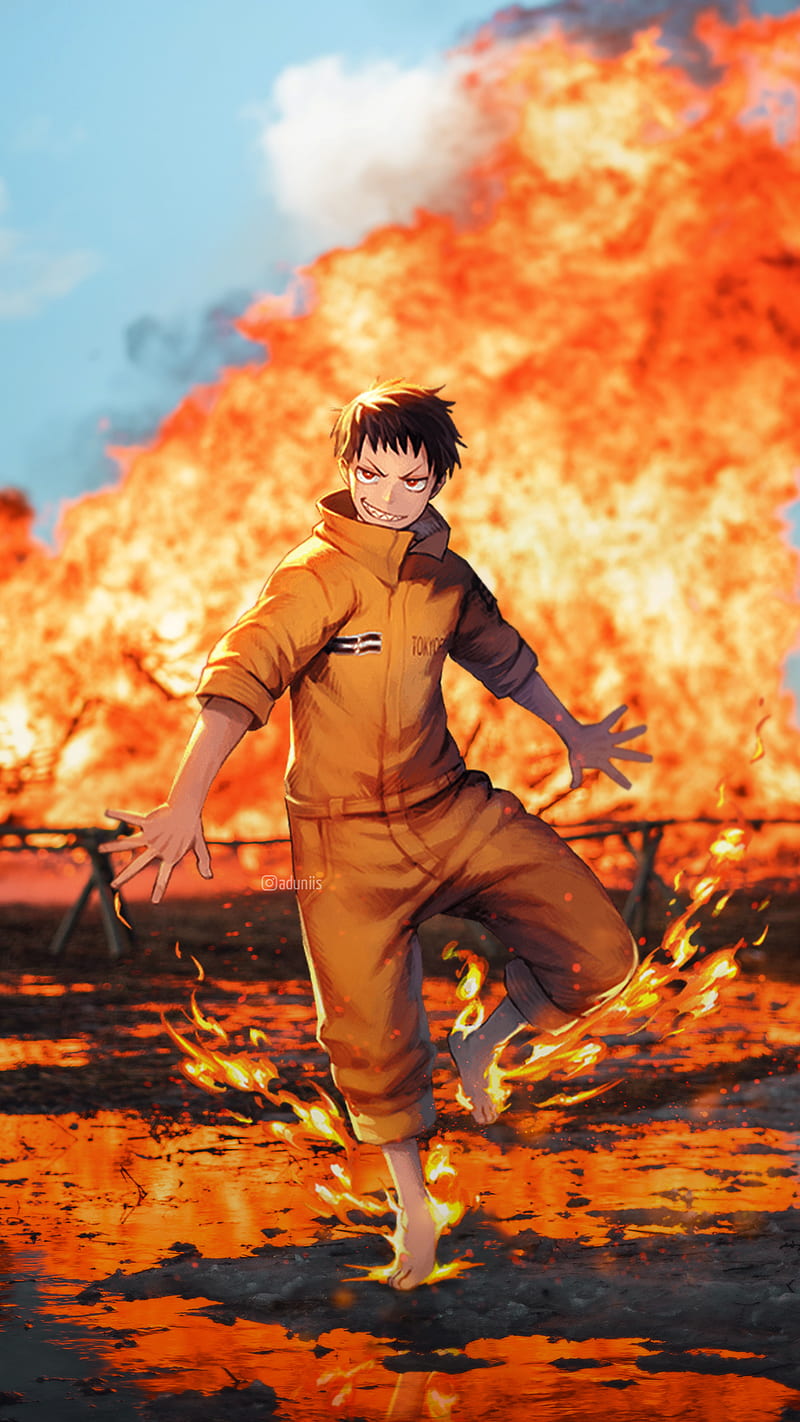 FIRE FORCE, anime, bombeiros, shinra, HD phone wallpaper