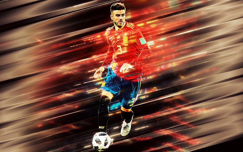 Gerard Pique, Spain national football team, creative art, Spanish football player, defender, football, Spain, HD wallpaper