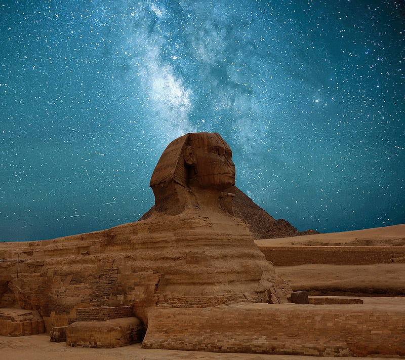 Egypt Evening, sculpture, sky, stars, HD wallpaper