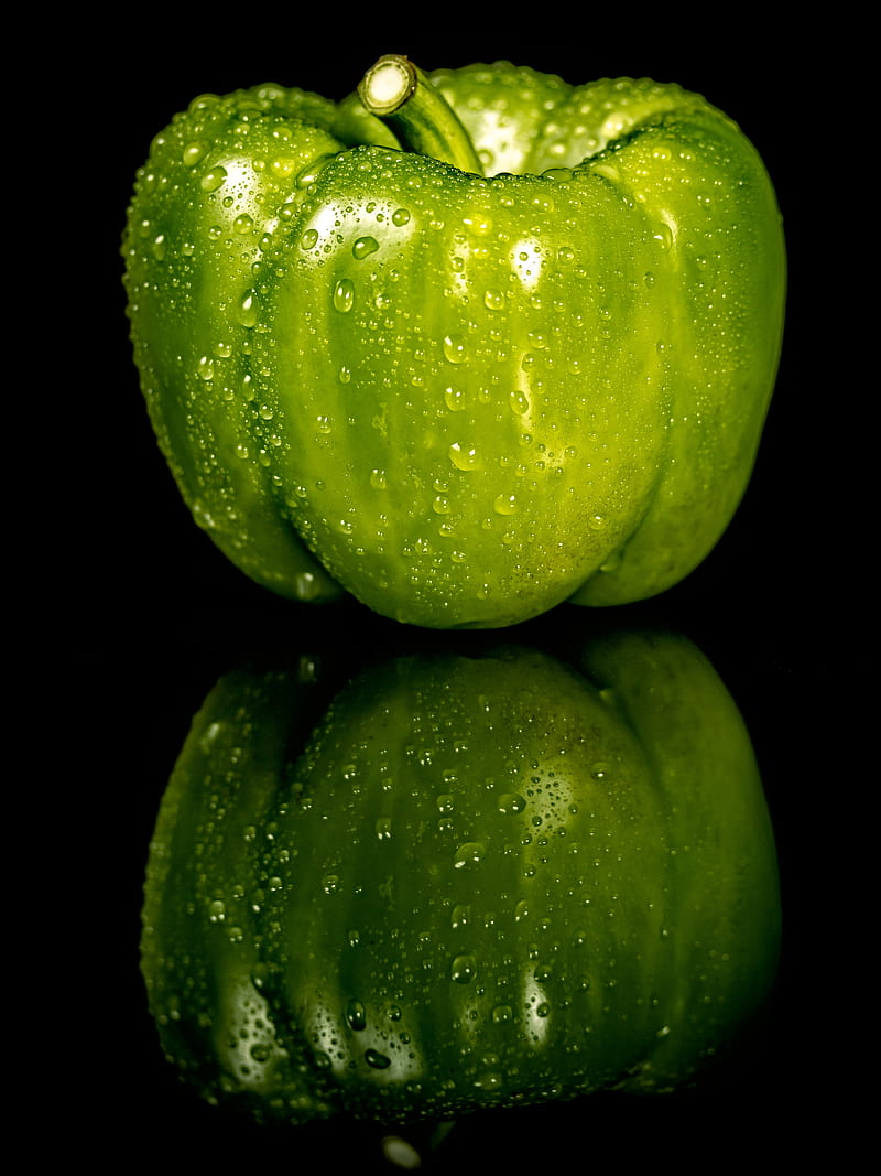 green, drops, macro, pepper, HD phone wallpaper