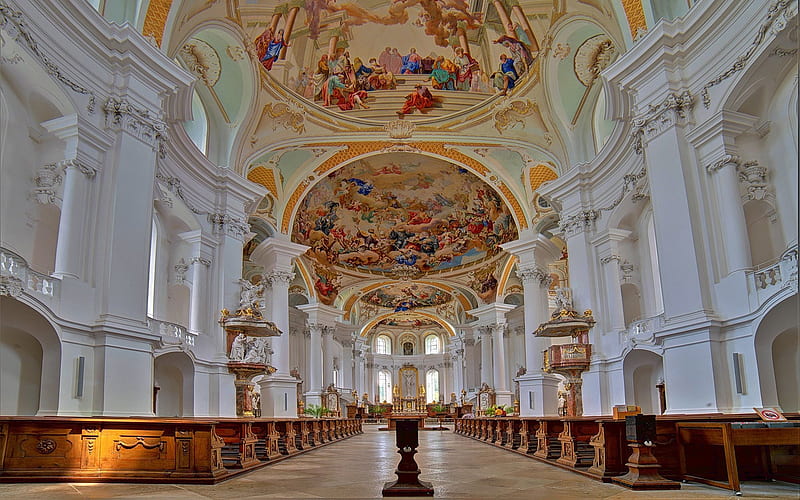 Monastery Church in Germany, interior, Germany, baroque, church, monastery, HD wallpaper