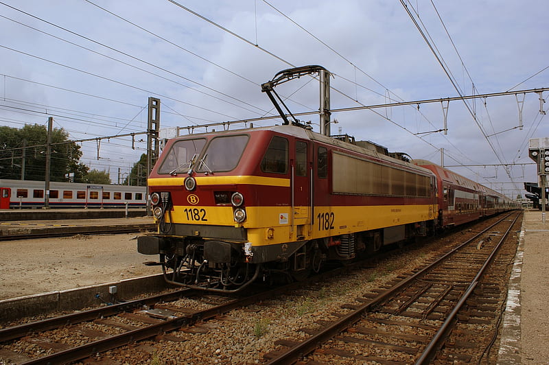 electric train, platform, track, electric, train, HD wallpaper