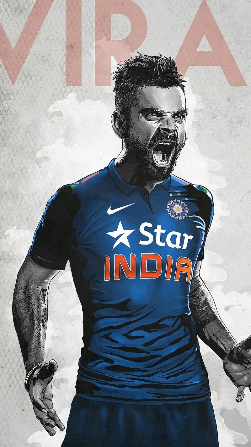 Virat Kohli New, virat art, virat, art, cricketer, batsman, HD phone wallpaper