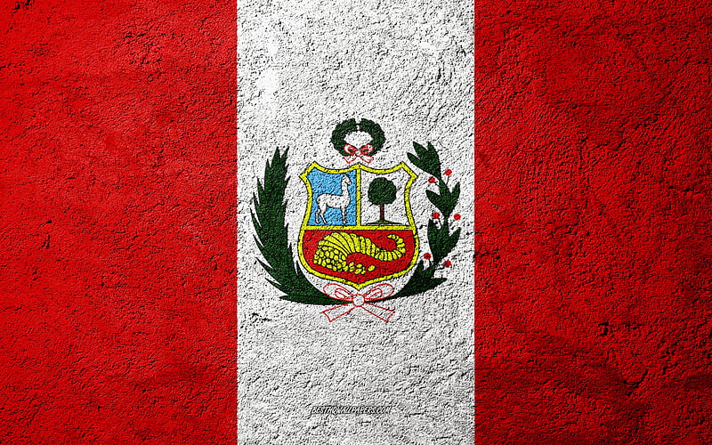 Flag of Peru, concrete texture, stone background, Peru flag, South America, Peru, flags on stone, HD wallpaper