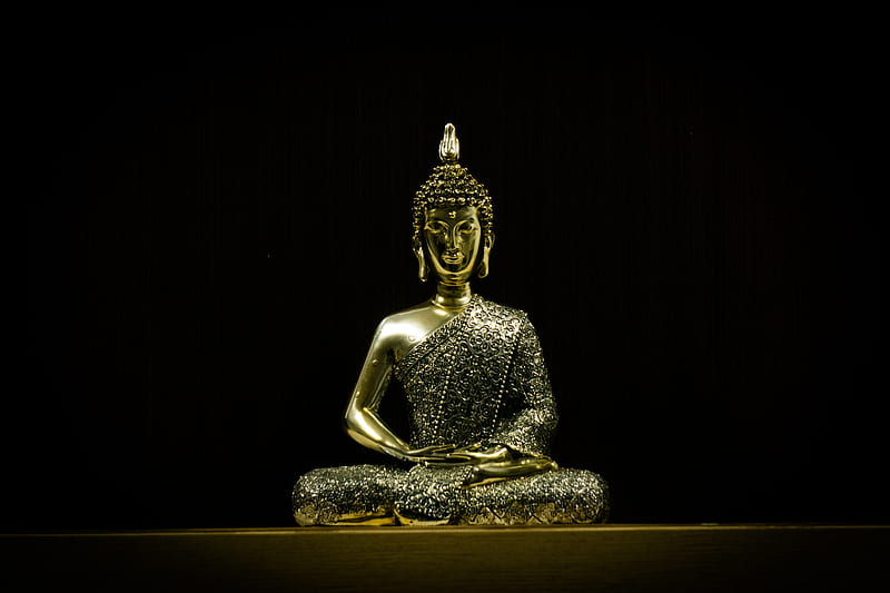 Buddha, gold, peace, spiritual, HD wallpaper