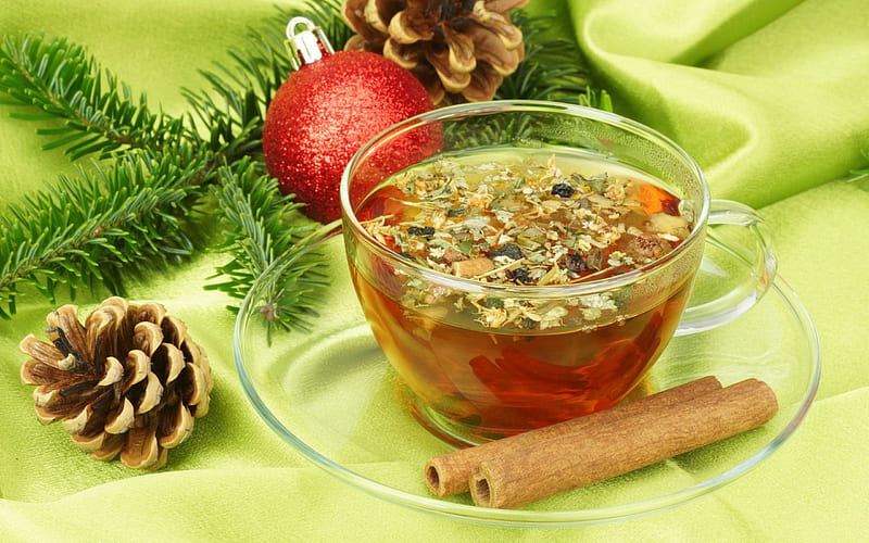 Christmas Time christmas, holiday, drinks, decoration, tea, green, hot, drink, HD wallpaper