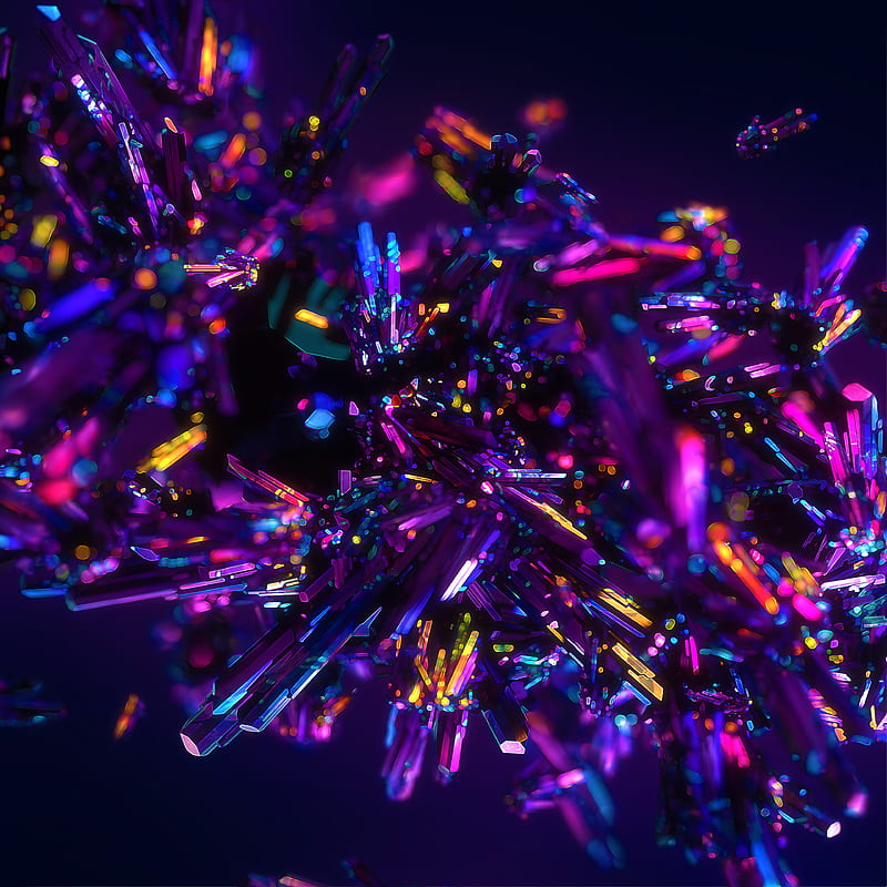 purple crystals, particles, Abstract, HD phone wallpaper