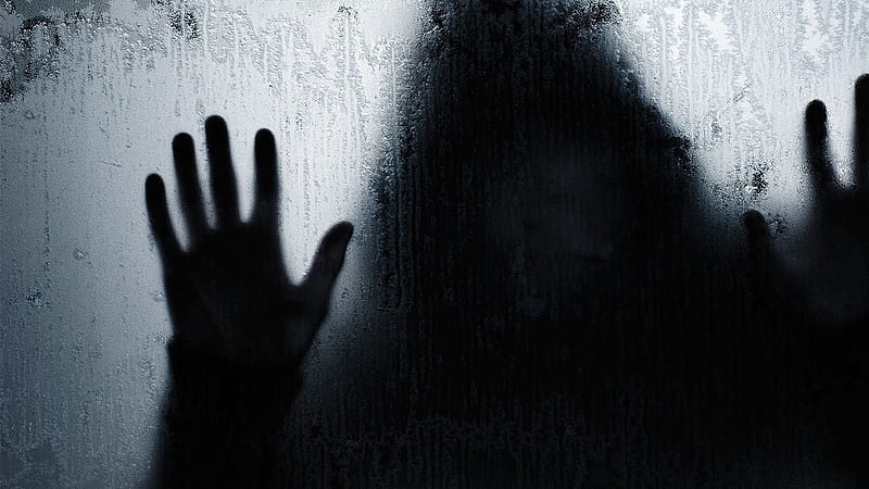 Girl Shadow Behind Glass Door Dark, HD wallpaper