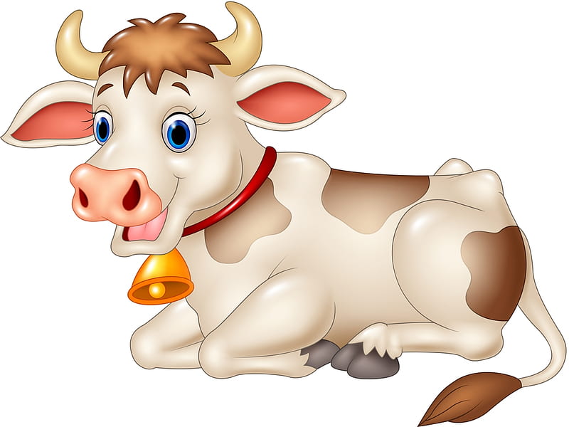 Cow, fantasy, bell, vaca, child, vector, HD wallpaper