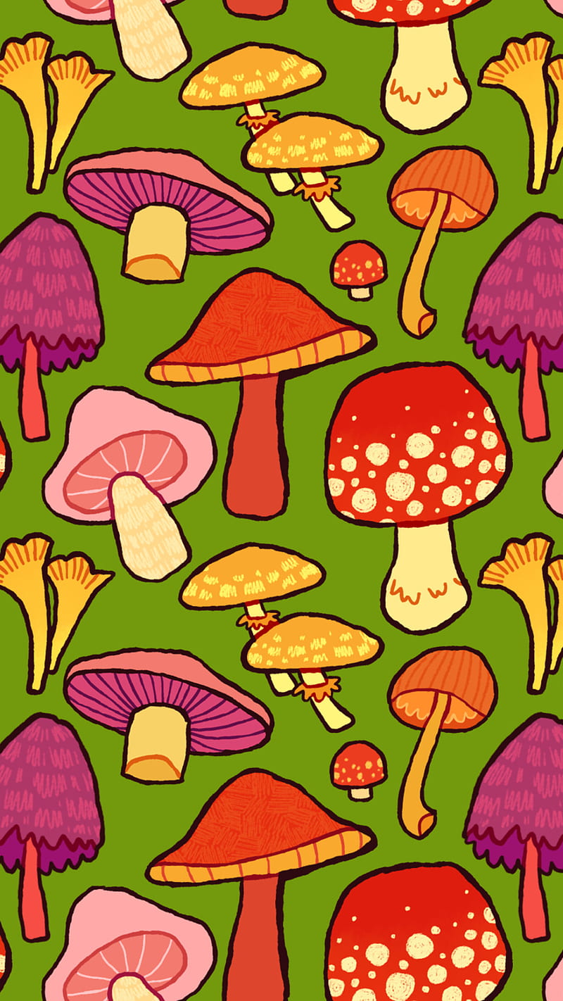 Mushrooms, art, HD phone wallpaper