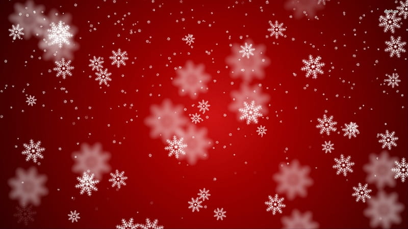 Snow Flakes, Red, Snow, background, Flakes, HD wallpaper